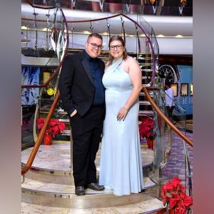 Size 18 Lauren Ralph Lauren Blue Shimmery Evening Dress